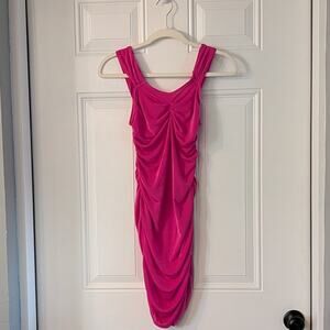 Bright Pink Ruched Bodycon Party Dress Sleeveless Girls Size 12Y NWT